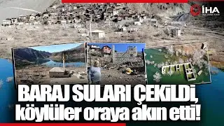 Yusufeli Barajı'nın Suları Çekildi, Çeltikdüzü Köyü Yeniden Ortaya Çıktı!, Köylüler Oraya Akın Etti