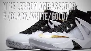 NIKE LEBRON AMBASSADOR 8 (BLACK/WHITE/GOLD)/ SNEAKERS T