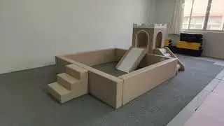 Beige Castle Soft Play Ball Pit with Slide | Indoor Playground Equipment for Toddlers & Daycare 🏰