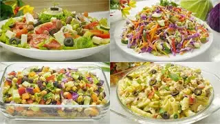 রমজান স্পেশাল ৪টি সালাদ রেসিপি একসাথে। 4 salad recipe(Protein, Greek, Pasta, Cabbage) 2024। Salad