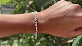 Round Moissanite Prong Setting Tennis Bracelet / Golden Bird Jewels