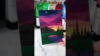 easy way to paint a purple night sky / acrylic painting for beginners ✨️