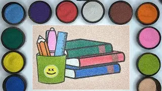 Sand Art Video DIY | Book and Pencil, Ruler, pen Set Study Sand Painting