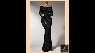 Off-Shoulder Glitter Evening Maxi Dress