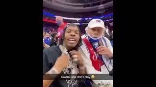 Meek Mill And Lil Baby Asks An Elder 76ers Fan Courtside Who He Is Going For In This Playoff Series