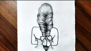Beautiful Girl Hair Braid Drawing | Realistic Pencil Sketch Art/ Drawing Tutorial 