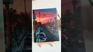 Sunset on the streets #acrylicpainting #art #sunset #street 🎨