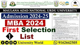 Manuu MBA Selection List Document Verification 1st List 2024 @UniversityWorld