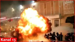 Petrol bombs hurled at Albania parliament as clashes break out during opposition demo