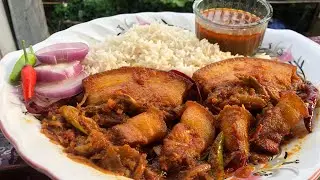 Chilly Pork | Oma tomato gravy | bodo eating show