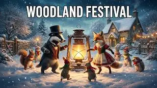 Christmas Festival Dance in the Old Cottage Garden  Woodland Animals Celebrate with Music, Magic & F