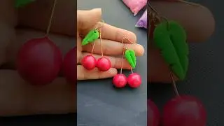DIY Earrings With Super Clay ❤️|Cherry🍒 Earrings #diy #clay #clayearrings #clayart #craft #claycraft