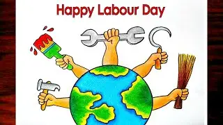 Easy Labour Day Drawing|How To Draw World Labour Day Poster|May Day Drawing For Beginners