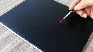 Unique Sunset Scenery on black canvas | Acrylic painting techniques for beginners