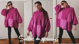Suéter a CROCHET tejido con Granny Squares  - suelto oversized