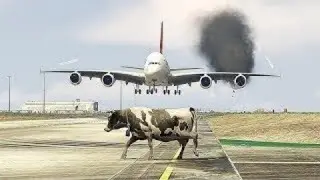 Cow Accidentally Comes Runway During Plane Landing Gtav