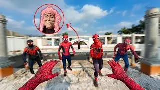 Team Spider-Man Escapes from the Serbian Dancing Lady in a Haunted House ( Horror Action POV )