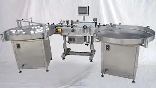 vertical labeling machine with accumulation turntable USA buyer bouteilles de machines d'&eacute;tiquetage