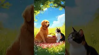 When a Dog and Cat Go on a Picnic Together 🧺😻#cat #shorts  #kitten #catlover