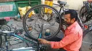 How to repair bent cycle tyrerim #bentcyclerimrepair #cycleserviceathome #cyclingvivek