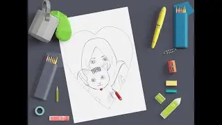 Scared Girl with Cat Drawing | How to draw realistic eye expressions