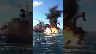 CCTV Captures Shocking Cargo Ship Explosion from Nearby Mini Vessel | Realistic Disaster Simulation