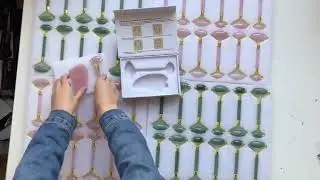 Natural Jade Rose Quartz Stone Facial Slimming Massage Roller