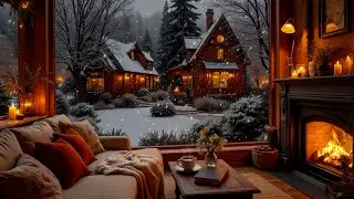 Snowy Winter Café Vibes ❄️ Warm Jazz Piano, Fireplace Glow & Cozy Comfort for Focus & Relax