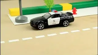Police cars stuck in the mud and go to the car wash to wash