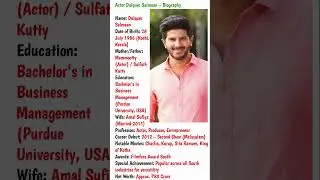 🌸Dulquer Salmaan Biography | South Indian Superstar Life Story & Career Journey