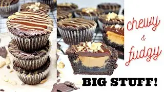 Vegan Peanut Butter 🥜 Fudge 🍫 Stuffed Brownie Cupcakes!