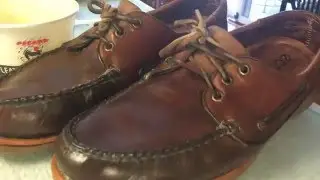 Pecard Leather Dressing on USA made Sebago Boat Shoes