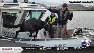 Green Bay Police Department training K9 unit on water