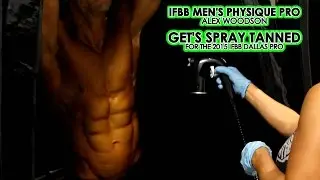 IFBB Men's Physique Pro Alex Woodson Get's Spray Tanned by Pro Tan at the 2015 Dallas Pro