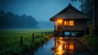 The sound of rain in the rice field hut – Heavy Rain for Sleeping