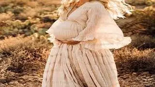 Bohemian Dress Maternity Dresses For Photo Shoot V-neck Gowns Long Sleeve Pleated Chiffon Lotus