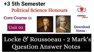 +3 5th Semester | Pol.Sci. Honours | CC 11 | Unit 03 | Locke & Rousseau 2 Mark's Question & Answer