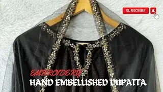 Latest hand embellished dupatta || handwork dupatta design || hand embroidery designs #diy