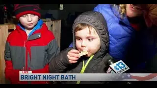Too Cute! Little boy enjoys some s'mores at Bright Night Bath