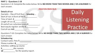 Listening Practice Test OC1 | PRESTON PARK RUN