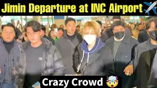 Crazy Crowd at Jimin INC Airport Departure 🤯 BTS Jimin Leaving Korea 🇰🇷 BTS Jimin Airport Full Video