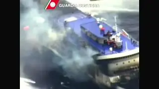 Italy ferry fire  Passengers wait for rescue