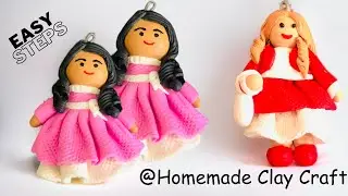 DIY Miniature Clay Doll Keychain with Easy Steps | Clay craft ideas | DIY Clay Doll