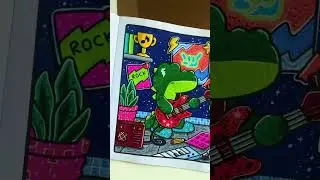 Coloring a cute crocodile playing guitar. #coloringbooks #coloring #coloringpages