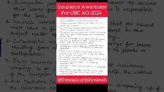 Insurance Awareness UIIC AO 2024 | The Aspirant&lrm;@theaspirantshivansh&nbsp; #insurance #insuranceawareness