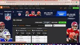 Showdown Step 6  Mass entering optimized lineups into DraftKings