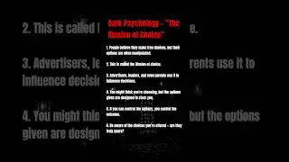 Dark Psychology &ndash; &ldquo;The Illusion of Choice&rdquo;