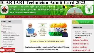 icar admit card 2022 || icar recruitment 2021|| icar exam date 2022 || icar iari admit card 2022