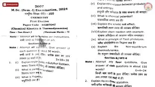 MSC 1 SEM CHEMISTRY CHEMICAL KINETICS AND THERMODYNAMICS 2607 2024 | RMLAU