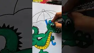 Crocodile Drawing | Cute Crocodile Drawing for Kids | Easy Animal Art with Umbrella | #drawing